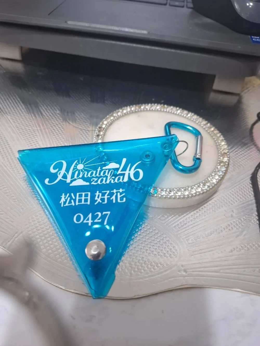 Clear Blue Mini Triangular Hinatazaka46 Coin Case Purse Mini Wallet Keychain Key